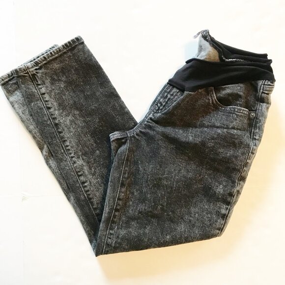 OLD NAVY OG Straight Leg Low Panel Maternity Jeans Washed Black Denim Womens 8 - Picture 2 of 11